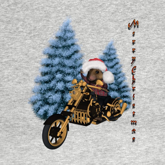 Merry christmas, funny mouse on a motorcycle with christmas hat by Nicky2342